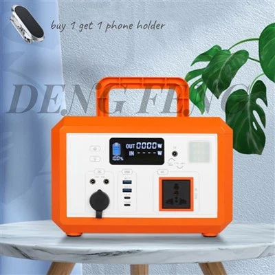 640 Vt quvvatga ega portativ elektr stantsiyasi, 600 Vt quvvatli rozetkalar va LED chirog'i, Favqulodda vaziyatlar uchun tez quvvatlanadigan ovozsiz quyosh generatori 1 telefon ushlagichi bilan bepul uy tashqarisidagi lager RV